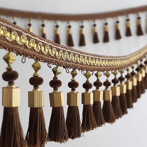 OLSDXAWQ, Vorhangbesatz-Applikation, 3 m, Perlenfransenbesatz, Tischdecke, dekorativer Besatz, Spitze, for Aufhängen von DIY-Partys(Dark Brown) von OLSDXAWQ