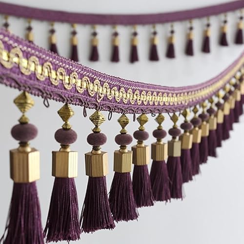 OLSDXAWQ, Vorhangbesatz-Applikation, 3 m, Perlenfransenbesatz, Tischdecke, dekorativer Besatz, Spitze, for Aufhängen von DIY-Partys(Purple) von OLSDXAWQ
