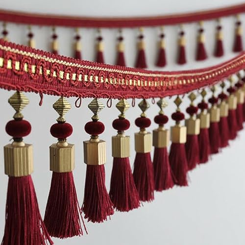 OLSDXAWQ, Vorhangbesatz-Applikation, 3 m, Perlenfransenbesatz, Tischdecke, dekorativer Besatz, Spitze, for Aufhängen von DIY-Partys(Red) von OLSDXAWQ