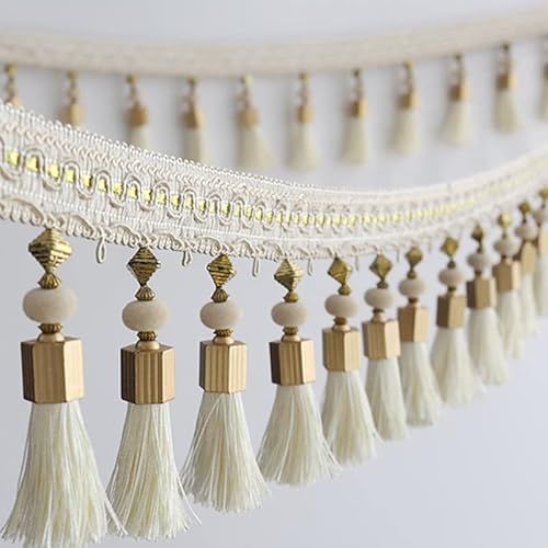OLSDXAWQ, Vorhangbesatz-Applikation, 3 m, Perlenfransenbesatz, Tischdecke, dekorativer Besatz, Spitze, for Aufhängen von DIY-Partys(White) von OLSDXAWQ