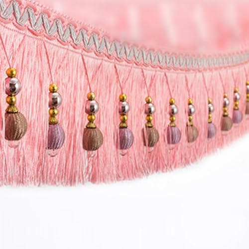 OLSDXAWQ, Vorhangbesatz-Applikation, 3 m, Vorhang-Perlenfransenbesatz, hängende Kugel, geflochtener Besatz, Polster-DIY-Zubehör(Pink) von OLSDXAWQ