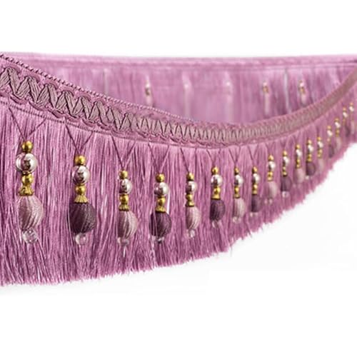 OLSDXAWQ, Vorhangbesatz-Applikation, 3 m, Vorhang-Perlenfransenbesatz, hängende Kugel, geflochtener Besatz, Polster-DIY-Zubehör(Purple) von OLSDXAWQ