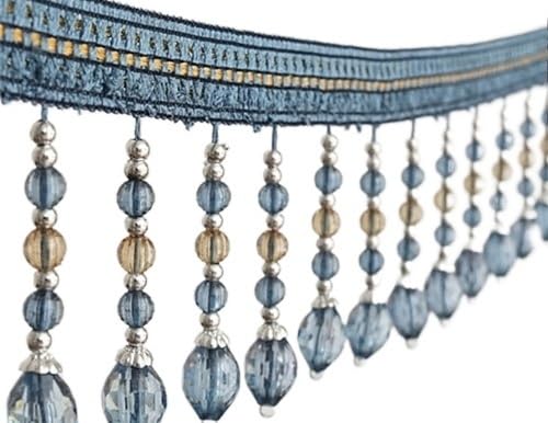 OLSDXAWQ, Vorhangbesatz-Applikation, 5 Yards, Fransenbesatz for Vorhang, Tischbezug, Rand, dekorativer Nähbesatz(Blu) von OLSDXAWQ