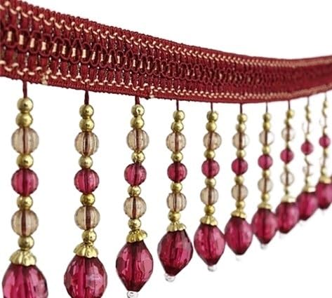 OLSDXAWQ, Vorhangbesatz-Applikation, 5 Yards, Fransenbesatz for Vorhang, Tischbezug, Rand, dekorativer Nähbesatz(Red) von OLSDXAWQ