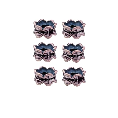 OLSKFUH 6 Stück Messing-Lotusperlen, EDC-Perlen, Anhänger, Schmuckherstellungszubehör, Persönlichkeit, DIY-Outdoor-Werkzeuge, Paracord-Perlen, Charm-Schlüsselband, Handgewebtes Zubehö,Red Copper von OLSKFUH