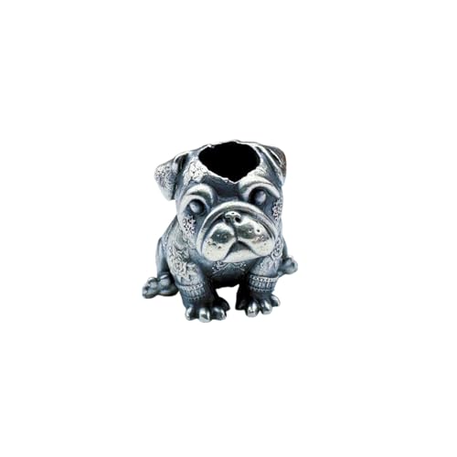 OLSKFUH Messingtiere, Haustierhunde, Möpse, Modell, EDC-Perlen, Anhänger, Schmuckherstellung, Zubehör, Persönlichkeit, DIY, Outdoor-Werkzeuge, Paracord-Perlen, Charm-Schlüsselband, Ha,White Brass von OLSKFUH