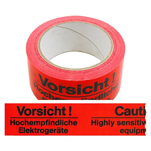 1 Rolle Klebeband Vorsicht! Hochempfindliche Elektrogeräte zweisprachig Paketband Packband Warnband Hinweisklebeband von OLShop AG