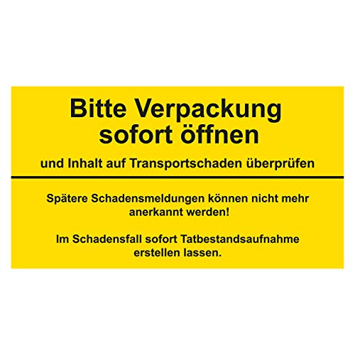 100 Stück Verpackungskennzeichen Bitte Verpackung sofort öffnen 135 x 74 mm Haftpapier Paketaufkleber Versandaufkleber von OLShop AG