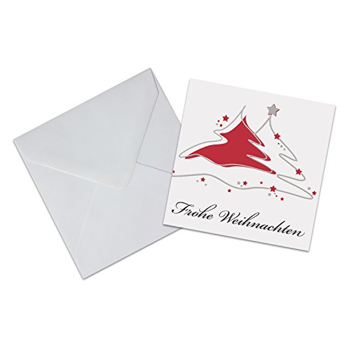 10er Pack Geschenkkarten mit Umschlag Frohe Weihnachten Tannenbaum Weihnachtskarte Geschenkanhänger Anhänger Klappkarte von OLShop AG