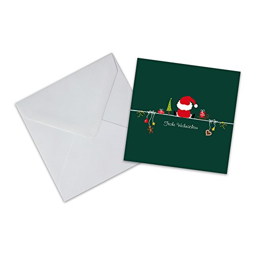 10er Pack Geschenkkarten mit Umschlag Frohe Weihnachten Weihnachtsmann Weihnachtskarte Geschenkanhänger Anhänger Klappkarte von OLShop AG