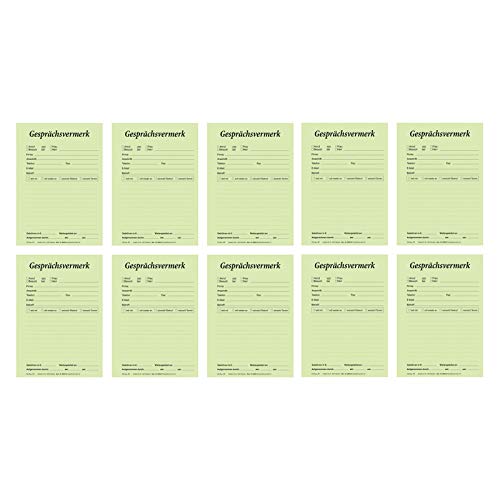 10er Pack Gesprächsnotizen Gesprächsvermerk DIN A5 grün Block mit 100 Blatt Telefonnotizen von OLShop AG
