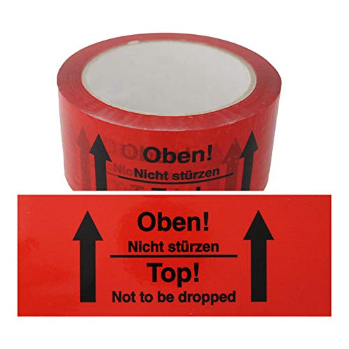 12 Rollen Klebeband OBEN Nicht stürzen Paketband Packband Warnband Hinweisklebeband Verpackungskennzeichen von OLShop AG