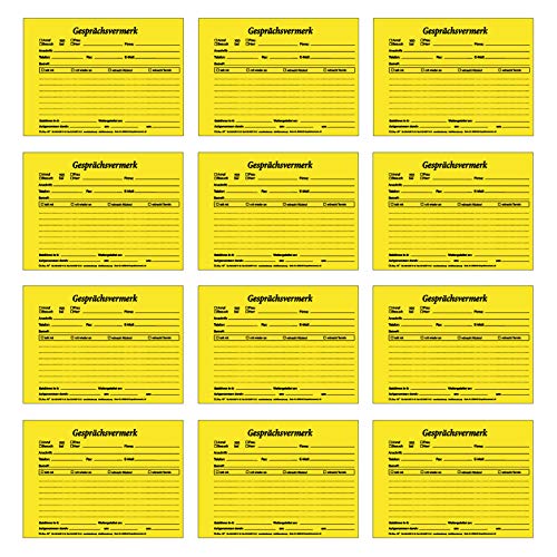12er Pack Gesprächsnotizen Gesprächsvermerk DIN A5 gelb Block mit 100 Blatt Telefonnotizen von OLShop AG