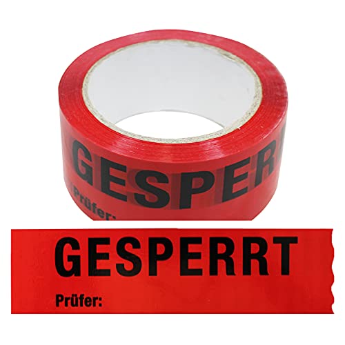 36 Rollen Klebeband Gesperrt, Prüfer: Rolle 50 mm x 66 lfm Absperrband Paketband Packband Warnband Hinweisklebeband von OLShop AG