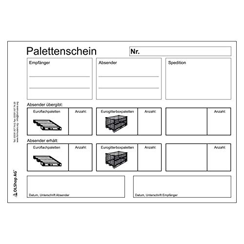 3er Pack Palettenscheine Lademittelnachweis DIN A5 quer (210 x 148 mm) 3 Blöcke á 25 Satz 4-fach selbstdurchschreibend Lademittelschein Ladeschein Palettennachweis von OLShop AG