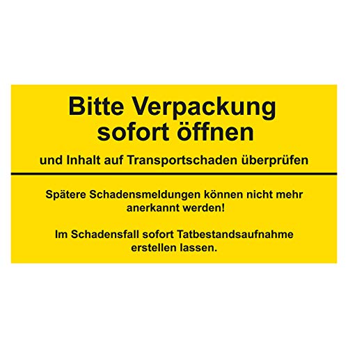 500 Stück Verpackungskennzeichen Bitte Verpackung sofort öffnen 135 x 74 mm Haftpapier Paketaufkleber Versandaufkleber von OLShop AG