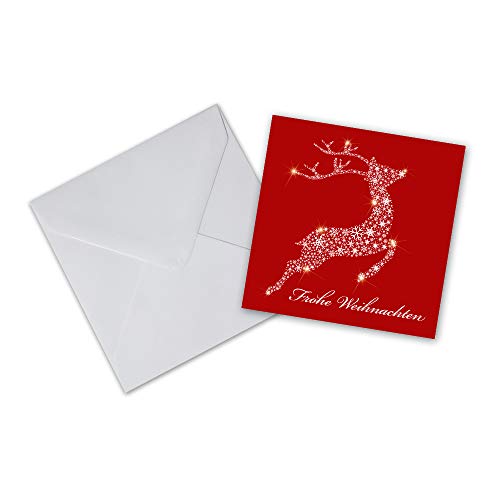5er Pack Geschenkkarten mit Umschlag Frohe Weihnachten Rentier Weihnachtskarte Geschenkanhänger Anhänger Klappkarte von OLShop AG