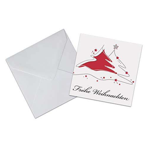 5er Pack Geschenkkarten mit Umschlag Frohe Weihnachten Tannenbaum Weihnachtskarte Geschenkanhänger Anhänger Klappkarte von OLShop AG