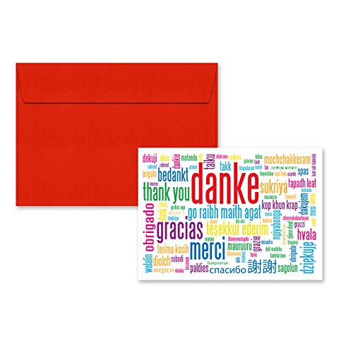 5er Pack Klappkarten mit Umschlag Geschenkkarte Danke Grußkarte Glückwünschkarte Klappkarte Karte mit Umschlag DIN C6 von OLShop AG