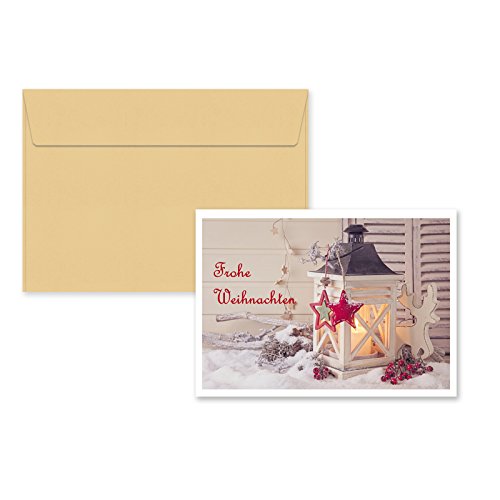 5er Pack Klappkarten mit Umschlag Weihnachtskarte Laterne Grußkarte Glückwünschkarte Klappkarte Karte mit Umschlag DIN C6 von OLShop AG