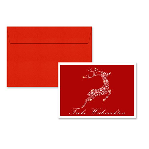 5er Pack Klappkarten mit Umschlag Weihnachtskarte Rentier Grußkarte Glückwünschkarte Klappkarte Karte mit Umschlag DIN C6 von OLShop AG