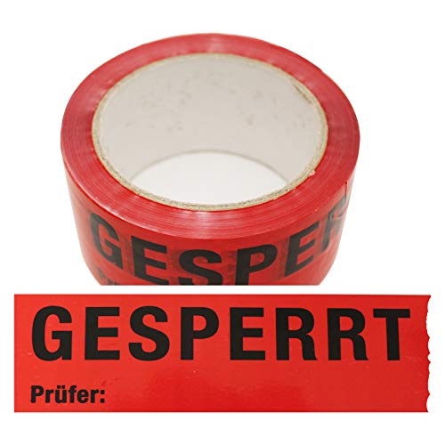 6 Rollen Klebeband Gesperrt, Prüfer: Rolle 50 mm x 66 lfm Absperrband Paketband Packband Warnband Hinweisklebeband von OLShop AG