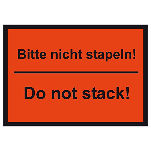 Verpackungskennzeichen Bitte nicht stapeln! Do not stack!, Orange, Folie, 210 x 148 mm, 500 Stück/Rolle von OLShop AG