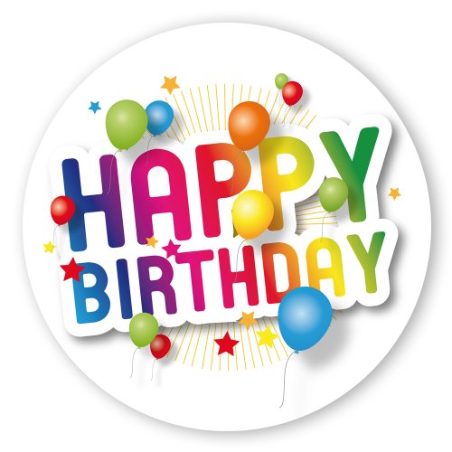Geschenk-Aufkleber Happy Birthday mit Luftballons, rund Ø 30mm selbstklebende PE-Folie, 100 Stück auf Rolle Geschenk-Aufkleber Happy Birthday mit Luftballons, rund Ø 30mm selbstklebende PE-Folie, 100 Stück auf Rolle von OLShop AG
