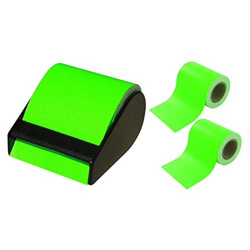Haftnotiz-Abroller mit ca. 10 m Haftnotizen inkl. 2 Nachfüllrollen in Neongrün, Breite: 60 mm, Klebezettel Haftnotizblöcke von OLShop AG