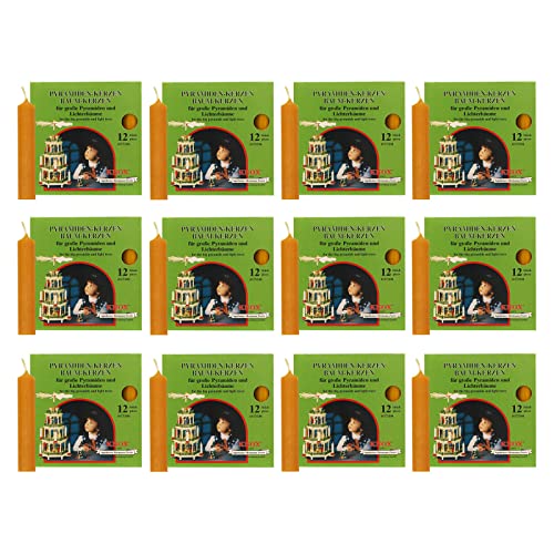 OLShop AG Knox Pyramidenkerzen Natur, 12er Pack (12 x 12 Stück), Größe: ca. 17 x 100 mm Weihnachtskerzen von OLShop AG