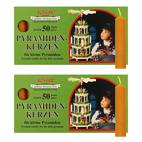 OLShop AG Knox Pyramidenkerzen Natur, 2er Pack (2 x 50 Stück), Größe: ca. 14 x 70 mm Weihnachtskerzen von OLShop AG