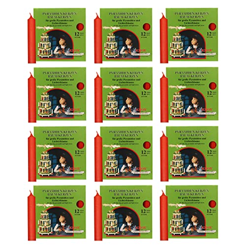 OLShop AG Knox Pyramidenkerzen rot, 12er Pack (12 x 12 Stück), Größe: ca. 17 x 100 mm Weihnachtskerzen von OLShop AG