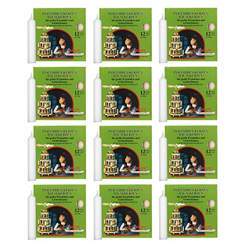 OLShop AG Knox Pyramidenkerzen weiß, 12er Pack (12 x 12 Stück) Größe: ca. 17 x 100 mm Weihnachtskerzen von OLShop AG