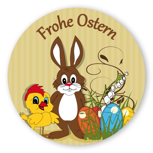 Oster-Aufkleber Ostern-Sticker rund Ø 30mm selbstklebende PE-Folie, 100 Stück auf Rolle Frohe Ostern mit Osterhase und Küken Oster-Aufkleber Ostern-Sticker rund Ø 30mm selbstklebende PE-Folie, 100 Stück auf Rolle Frohe Ostern mit Osterhase und Küken von OLShop AG
