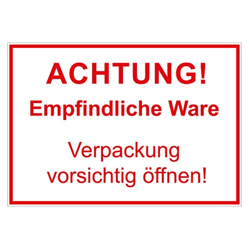 Paketaufkleber Achtung! Empfindliche Ware Verpackung vorsichtig öffnen!, Haftpapier, 105 x 74 mm, 100 Stück/Rolle Paketaufkleber Achtung! Empfindliche Ware Verpackung vorsichtig öffnen!, Haftpapier, 105 x 74 mm, 100 Stück/Rolle von OLShop AG