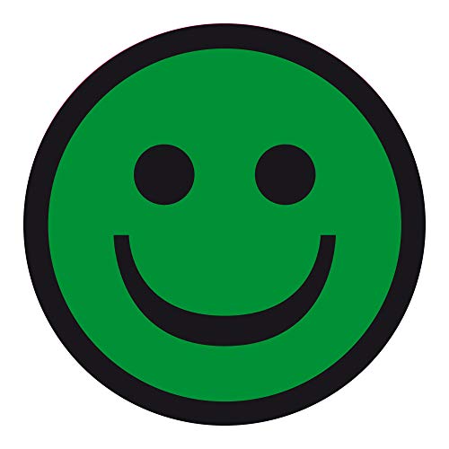 Qualitätsaufkleber Smiley lachend, Grün, Haftpapier, Ø 20 mm, 100 Stück/Rolle von OLShop AG
