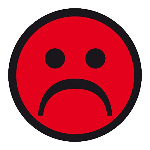 Qualitätsaufkleber Smiley traurig, Rot, Haftpapier, Ø 20 mm, 100 Stück/Rolle von OLShop AG