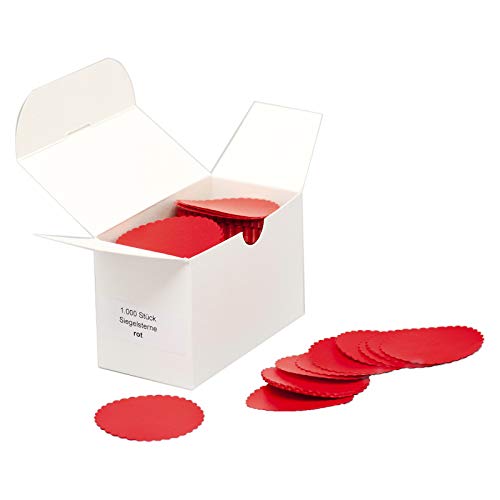 Siegelsterne gummiert Ø 51 mm rot Pack á 1.000 Stück Siegelmarken Sterne aus Papier von OLShop AG
