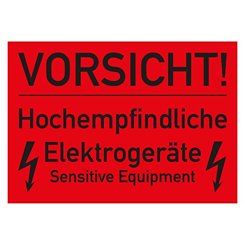 Verpackungskennzeichen VORSICHT! Hochempfindliche Elektrogeräte Sensitive 105 x 74 mm 500 Stück Haftpapier Paketaufkleber Versandaufkleber Aufkleber von OLShop AG