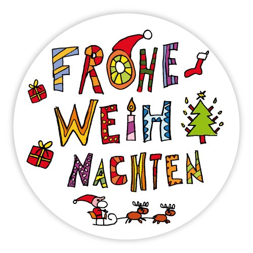 Weihnachtsaufkleber Weihnachtssticker Frohe Weihnachten Ø 30 mm 100 Stück Haftpapier von OLShop AG