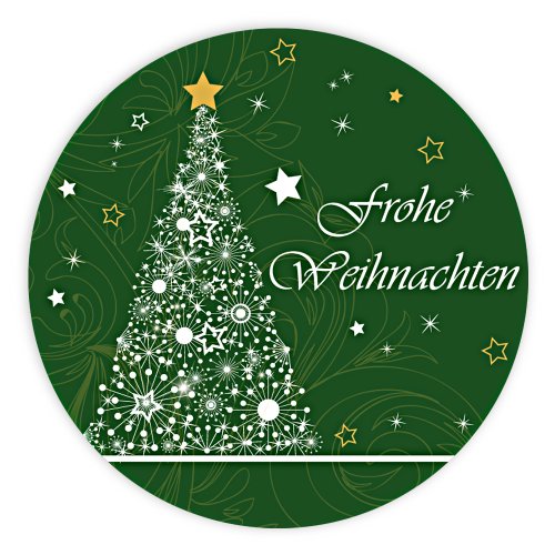 Weihnachtsaufkleber Weihnachtssticker Frohe Weihnachten mit Tannenbaum rund Ø 30 mm, 100 Stück auf Rolle, Haftpapier glänzend Weihnachtsaufkleber Weihnachtssticker Frohe Weihnachten mit Tannenbaum rund Ø 30 mm, 100 Stück auf Rolle, Haftpapier glänzend von OLShop AG