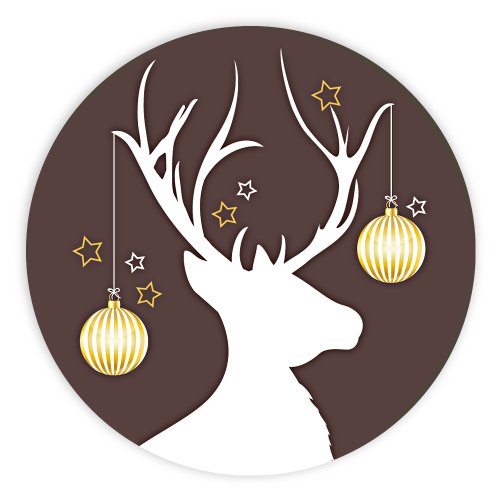 Weihnachtsaufkleber Weihnachtssticker Geschmücktes Rentier rund Ø 30 mm, 100 Stück auf Rolle, Haftpapier glänzend Weihnachtsaufkleber Weihnachtssticker Geschmücktes Rentier rund Ø 30 mm, 100 Stück auf Rolle, Haftpapier glänzend von OLShop AG