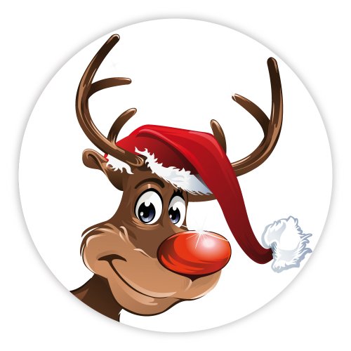 Weihnachtsaufkleber Weihnachtssticker Rentier mit Weihnachtsmütze Ø 30 mm, 100 Stück, Haftpapier Weihnachtsaufkleber Weihnachtssticker Rentier mit Weihnachtsmütze Ø 30 mm, 100 Stück, Haftpapier von OLShop AG