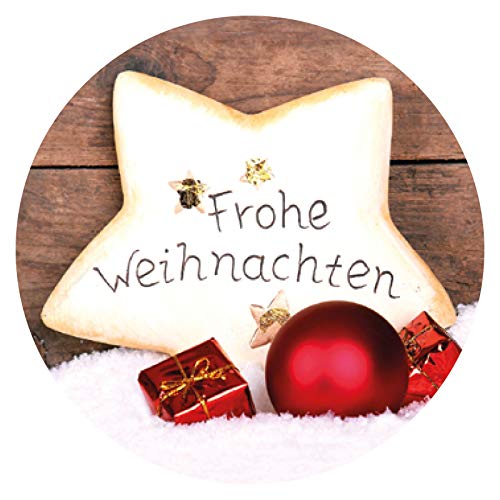 Weihnachtsaufkleber rund Frohe Weihnachten Stern 30 mm 100 Stück auf Rolle Weihnachtsaufkleber rund Frohe Weihnachten Stern 30 mm 100 Stück auf Rolle von OLShop AG