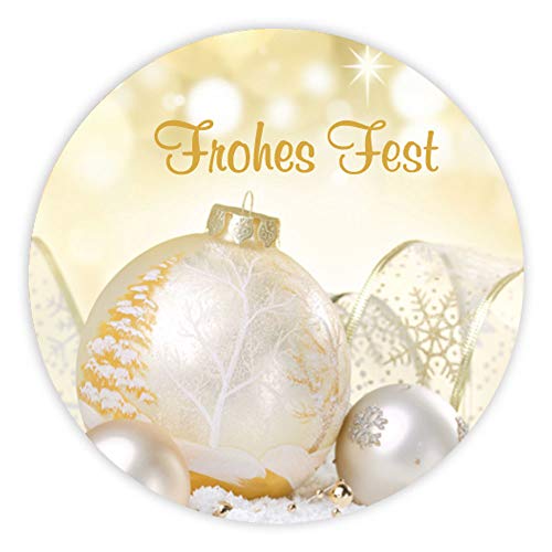 Weihnachtsaufkleber rund Frohes Fest Kugeln 40 mm 100er Rolle Weihnachtsaufkleber rund Frohes Fest Kugeln 40 mm 100er Rolle von OLShop AG