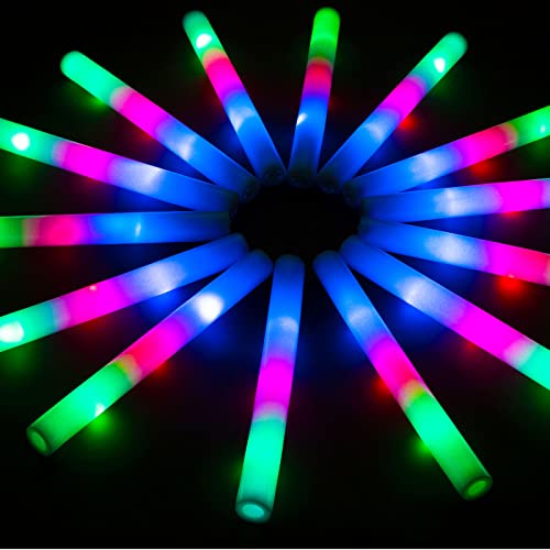 OLUPP Leuchtstäbe, 46 Stück, riesige Schaumstoff-Leuchtstäbe mit 3 Modi, buntes Blinken, Neon-Partyzubehör, leuchtet im Dunkeln, Partyzubehör für Hochzeit, Raves, Konzert, Camping, Neujahr, Karneval OLUPP Leuchtstäbe, 46 Stück, riesige Schaumstoff-Leuchtstäbe mit 3 Modi, buntes Blinken, Neon-Partyzubehör, leuchtet im Dunkeln, Partyzubehör für Hochzeit, Raves, Konzert, Camping, Neujahr, Karneval von OLUPP