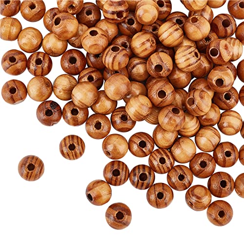 OLYCRAF 120pcs 6 mm Gestreifte Holzperlen Naturholzperlen Runde Holzperlen Durchmesser Holz Handwerksperlen Makramee Perlen Lose Abstandsperlen Für Makramee Handwerk Schmuck Machen DIY Handgefertigte von OLYCRAFT