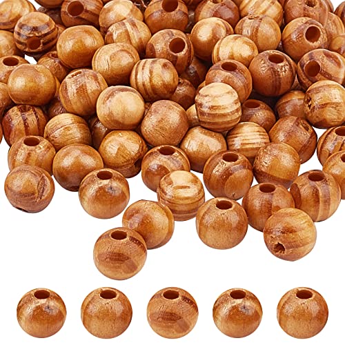 OLYCRAF 120pcs Naturholzperlen Gestreifte Holzperlen Runde Holzperlen 10mm Durchmesser 2~3.5mm Loch Holz Handwerksperlen Makramee Perlen Lose Abstandsperlen Für Makramee Handwerk DIY Handgefertigte von OLYCRAFT