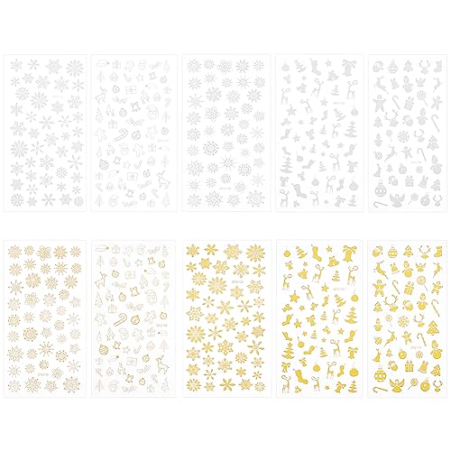 OLYCRAFT 10 Blatt 10 Stile Weihnachtliche Schneeflocken-Aufkleber 3D Nagelaufkleber Schneeflocke Rentier Selbstklebende Aufkleber Golden Silber Aufkleber Heißprägung Abziehbilder Für DIY Scrapbooking OLYCRAFT 10 Blatt 10 Stile Weihnachtliche Schneeflocken-Aufkleber 3D Nagelaufkleber Schneeflocke Rentier Selbstklebende Aufkleber Golden Silber Aufkleber Heißprägung Abziehbilder Für DIY Scrapbooking von OLYCRAFT