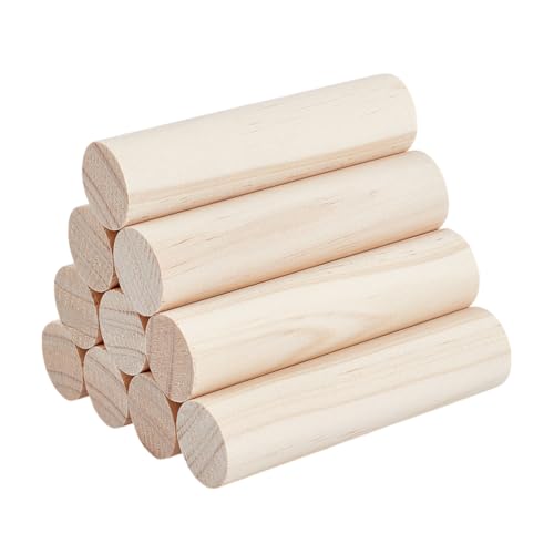 OLYCRAFT 10 Stück 99x24.5mm Runde Holzstäbe Blanke Dübelstangen Unlackierte Holzdübelstangen Unlackierte Holzstreifen Dübelstreifen Holzstäbe Für Heimwerker Basteln Gebäudemodelle von OLYCRAFT